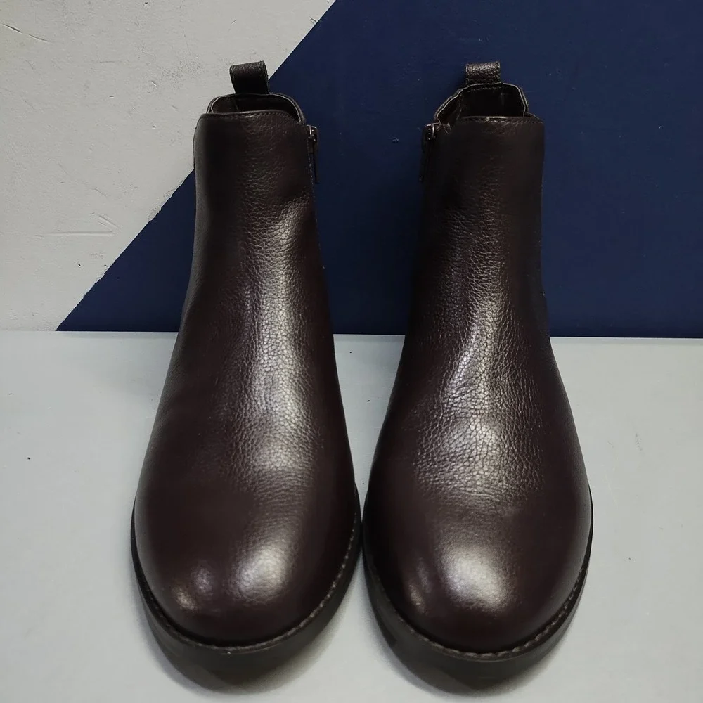 Lands' End Chelsea Boots Womens US Size 9B Brown Comfort Cuban Heel Side Zip